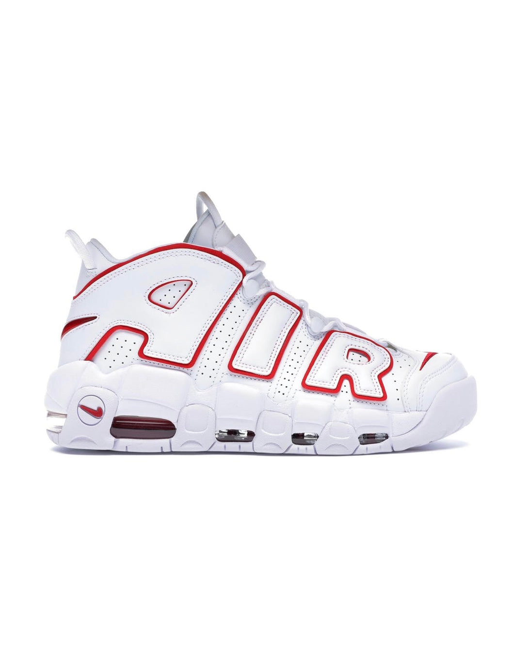 Air More Uptempo White Varsity Red Outline